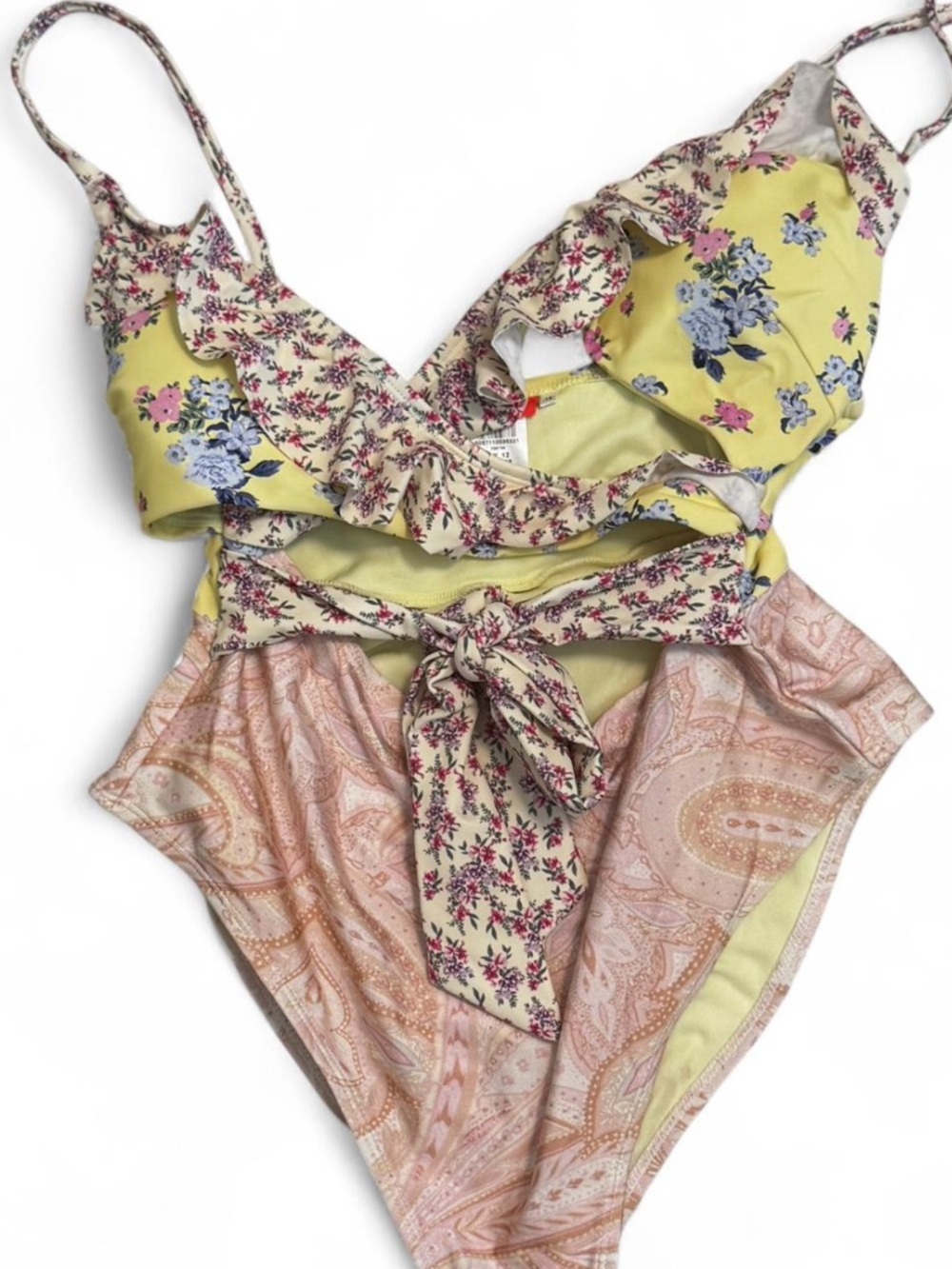 River Island Yellow Floral One-Piece Swimsuit